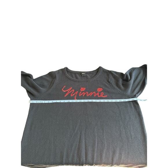 Disney Women's Plus Black Red Sequin Minnie Crew Neck Cable Knit Sweater Size 3X - Picture 8 of 10